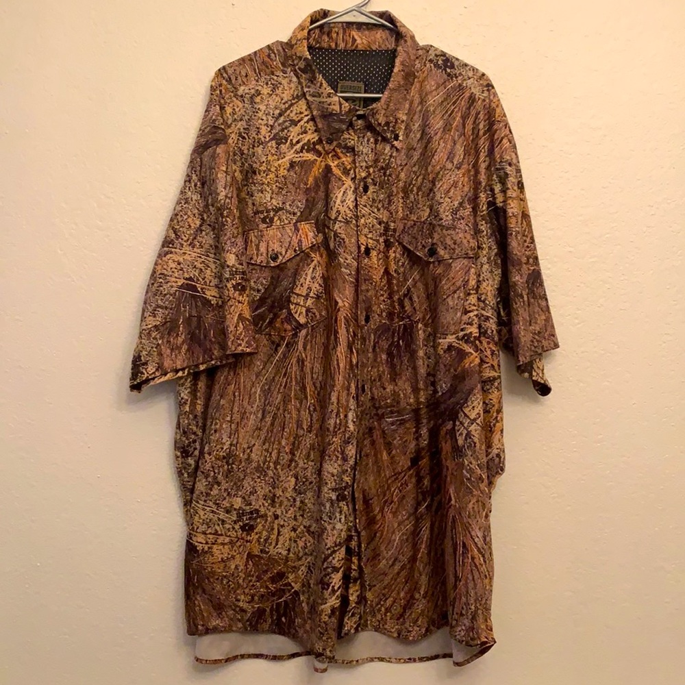 4XL Button Down Camo Hunting Shirt Large Pockets